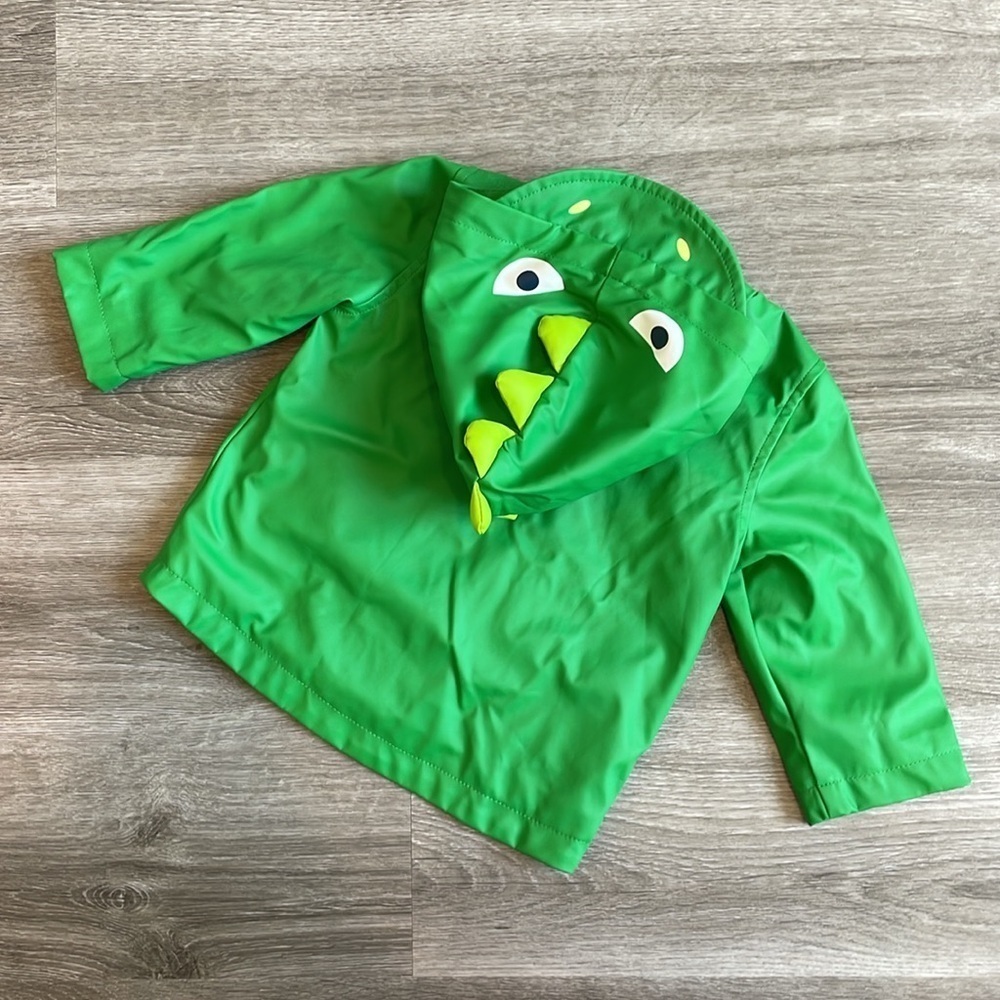 Little Me baby boys green dragon raincoat - Picture 2 of 3